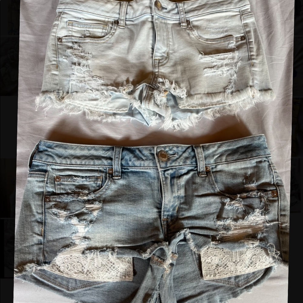 American Eagle low rise Cut Off Jean Shorts size 8. Lot of two